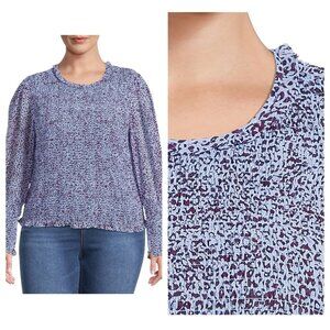 Terra & Sky Women's Plus Size Long Sleeve Smocked Top SZ 1X